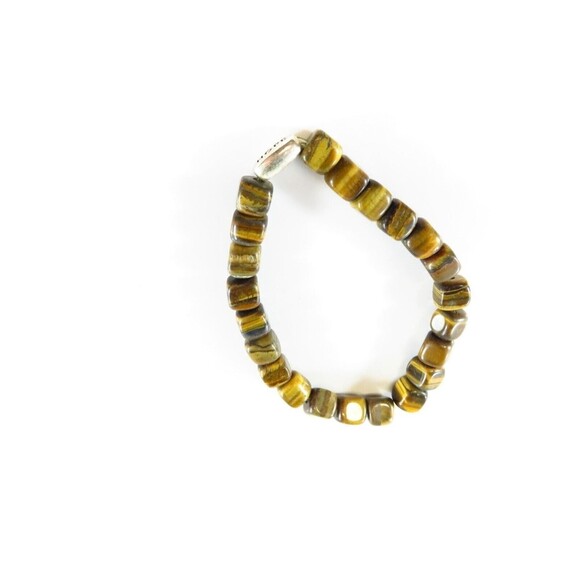 For Repurpose 22 Square Tiger Eye Beads One Silver Oval "Hope" Bead - Picture 5 of 11